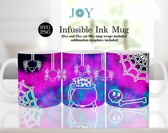 Halloween Infusible Ink Coffee Mug Wrap Template Cut File SVG - Digital Instant Download Mug Wrap for 12oz and 15oz Mugs
