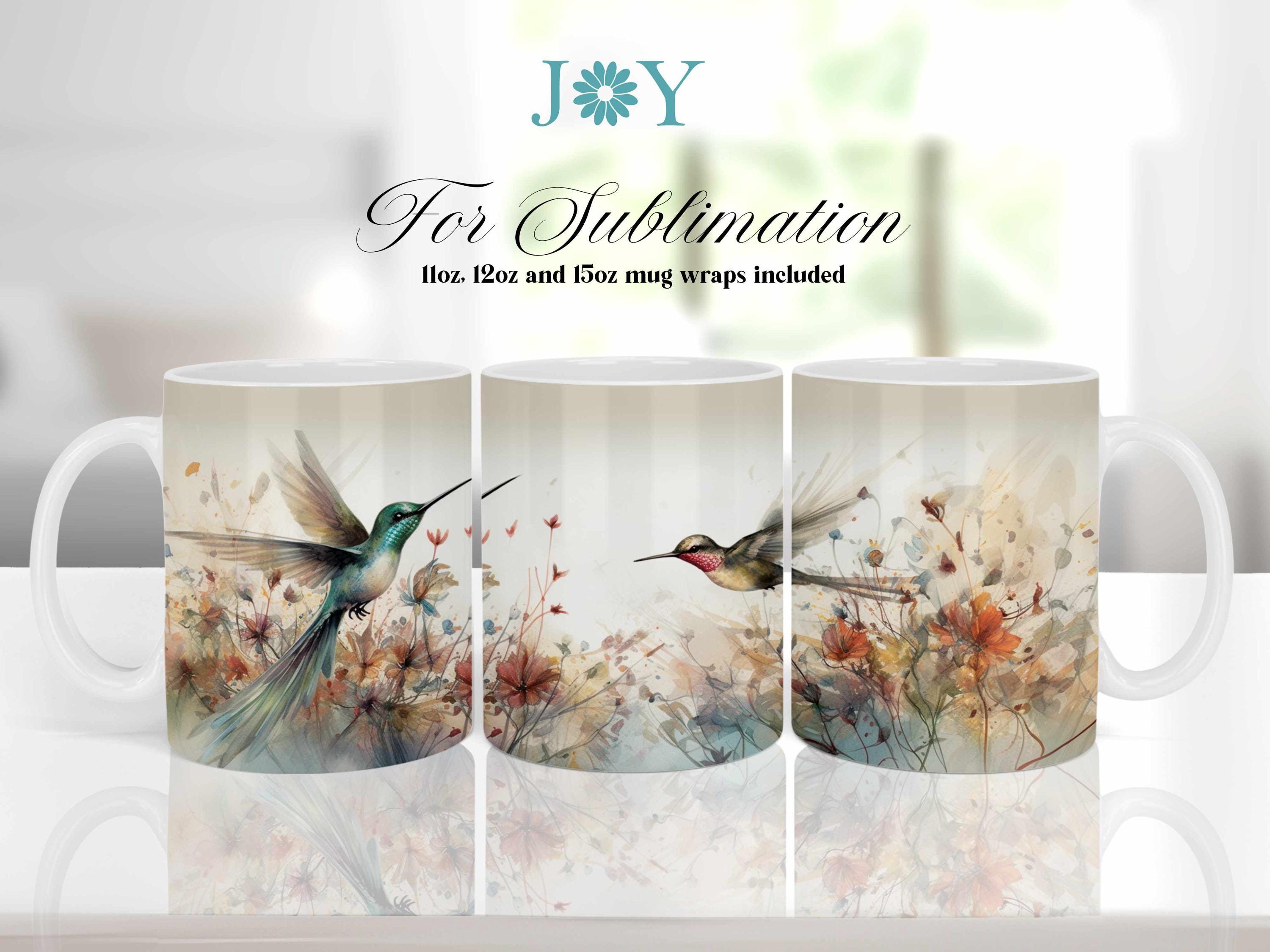 Hummingbird Mug Press Sublimation Design, Coffee Mug PNG, Sublimation Mug  Full Wrap Template, Digital Download 11oz 12oz 15oz Mug Templates