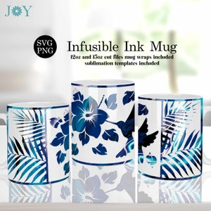 Kolibrie, Cricut mok druk op Svg ontwerp voor infusible inktblad, infusible koffiemok wrap sjabloon, digitale mok pers, koffiemok ontwerp