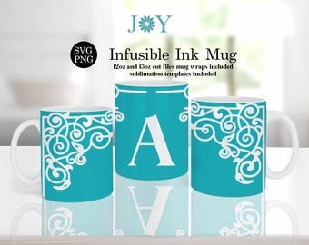 Cricut Mug Press Svg Designs for Infusible Ink Sheet, Mug Press SVG, Mug Wrap Template, Coffee Mug SVG, Swirls Mug Designs, Cricut Mug Wrap