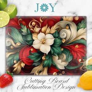 Christmas Glass Cutting Board Sublimation Design, Glass Cutting Board PNG, Digital Instant Download Glass Cutting Board