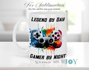 Gamer Controller Coffee Mug Wrap Sublimation Design, Gamer Quote 11oz 12 oz and 15oz Sublimation Design for Mugs, Mug Sublimation PNG