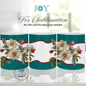 Vintage Antique Flowers Coffee Mug Wrap Sublimation Design PNG,  Digital Download Mug Wrap Template, Coffee Sublimation Mug PNG