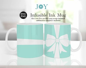 Cricut Mug Press Svg Template for Infusible Ink Sheet, Bow Cricut Wrap Design, Infusible Wrap Template, Coffee Mug SVG, Digital Mug Design