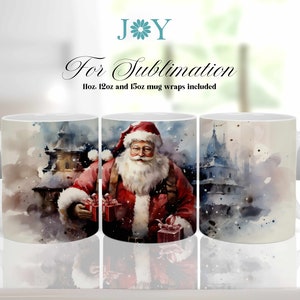 Christmas Sublimation Mug Design, Coffee Mug Wrap PNG, 11oz 12oz & 15oz Digital Download Mug Wrap Templates