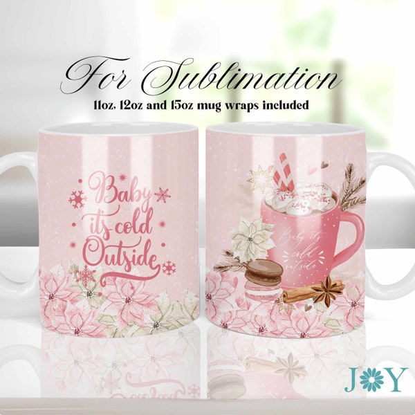 Christmas Mug Design, Instant Download Sublimation Mug Wrap, 11oz 12 oz and 15 oz Digital Sublimation Coffee Mug Full Wrap Template