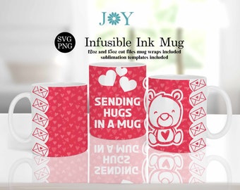 Hugs in a Mug Cricut Mug Press Svg Design, Infusible Ink Wrap Template, Coffee Mug Design, Digital Mug Press Template, Mug SVG