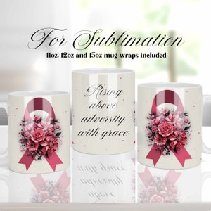 Cancer Awareness Coffee Mug Sublimation Design, Digital Download Mug Full Wrap Template, Digital Mug Press Sublimation Design