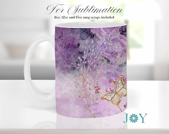 Mug Press Sublimation Design, Digital Mug Full Wrap Template, Instant Download Coffee Mug Design, 11 oz 12 oz and 15 oz Mug Templates