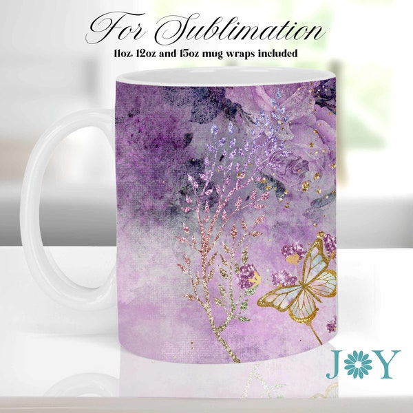 Mug Press Sublimation Design, Digital Mug Full Wrap Template, Instant Download Coffee Mug Design, 11 oz 12 oz and 15 oz Mug Templates