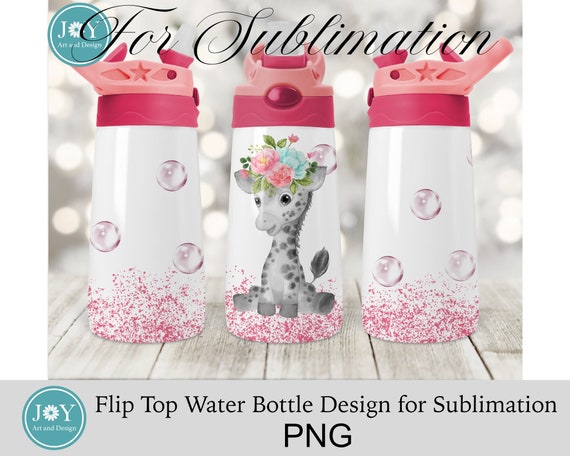 Baby Giraffe Kids Flip Top Tumbler Design, Instant Download Kids Water  Bottle Template, Digital Kids Tumbler Wrap Sublimation Design 