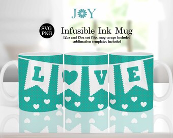Love Flag Cricut Mug Press Svg Design, Infusible Ink Wrap Template, Coffee Mug Design, Digital Mug Press Template, Mothers Day Wrap Mug SVG
