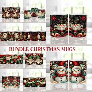 Christmas Bundle Coffee Mug Wrap Sublimation Design - Digital Download Mug Template for 11oz, 12oz and 15oz Mugs - Joy Art and Design US