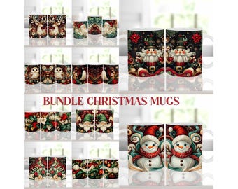 Christmas Bundle Coffee Mug Wrap Sublimation Design - Digital Download Mug Template for 11oz, 12oz and 15oz Mugs - Joy Art and Design US