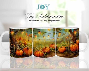 Pumpkins Fall Festival Coffee Mug PNG Sublimation Design - Digital Instant Download 11oz, 12oz and 15oz Mug Templates