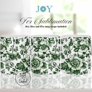 Flowers Vintage Style Coffee Mug Wrap Sublimation Design PNG,  Digital Download Mug Wrap Template, Coffee Sublimation Mug PNG
