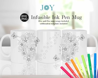 Mug Wrap für Infusible Ink Pen und Marker, Infusible Wrap, Kaffeetasse SVG, Mug Wrap Vorlage, Mug Press SVG, Färbung Mug Wrap