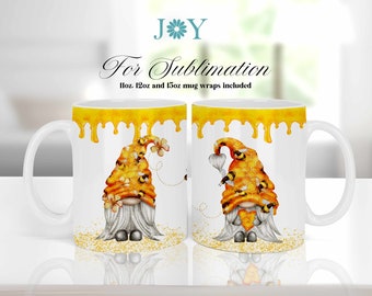 Bee Kind Gnomes Mug Press and Coasters Sublimation Design, Mug Wrap Template, Coffee Mug Sublimation Design, Gnomes Mug Press Template