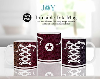 Shoelace Mug Template, Cricut Mug Press SVG, Instant Download Coffee Mug SVG, Digital Mug Wrap SVG, Infusible Ink Mug, Cricut Mug Wrap