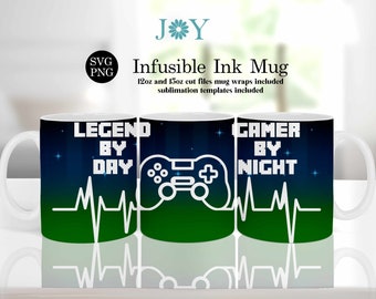 Cricut Mug Press Svg, Gamer, Infusible Wrap Template, Digital Mug SVG, Coffee Mug SVG, Cricut Mug Designs SVG, Cricut Mug Wrap, Legend Gamer
