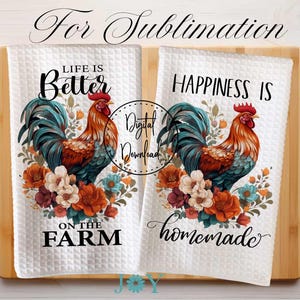 Farm Kitchen Towel Digital Download Sublimation Designs - Dish Towel PNG - Tea Towel Design
