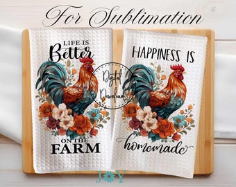 Farm Kitchen Towel Digital Download Sublimation Designs - Dish Towel PNG - Tea Towel Design