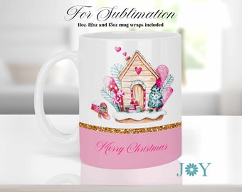 Tazza di Natale PNG, Disegni di Natale in Sublimazione, Modello per Tazza di Natale, Tazza in Sublimazione, PNG di Natale, Disegni di Sublimazione per Tazze