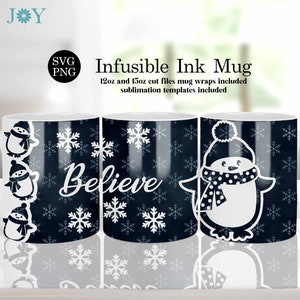 Christmas Mug Svg Designs, Cricut Mug Press Svg, Holiday Mug Press, Coffee Mug Svg, Mug SVG for Cricut, Penguin Mug SVG, Infusible Wrap