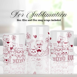 Cats Coffee Mug Wraps Templates Sublimation Design, 11oz 12oz and 15oz Sublimation Mug Designs