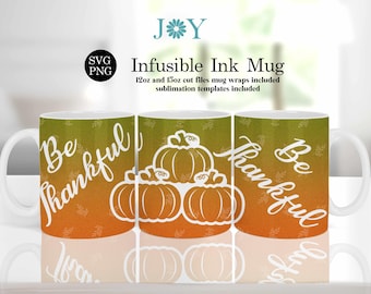 Cricut Mug Press Svg Designs for Infusible Ink Sheet. Thanksgiving Mug SVG. Mug Wrap Template. Coffee Mug SVG. 11oz and 15oz templates