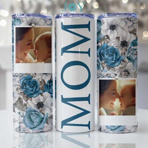 Blue Roses Tumbler Design, Polaroid Photo Tumbler Template, 20 oz Skinny Tumbler Sublimation Designs, Straight and Tapered Tumbler Templates