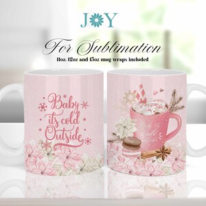 Julmuggdesign, direktnedladdning av sublimerad muggomslag, 11oz, 12 oz och 15 oz digital sublimeringskaffemugg komplett mall bild 1