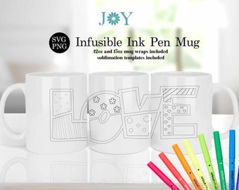 Cricut Mug Press SVG für Infusible Ink Pen und Marker, Infusible Wrap, Kaffeetasse SVG, Mug Wrap Vorlage, Cricut Mug Designs, Mug Press SVG
