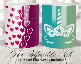 Cricut Mug Press Svg Template, Unicorn Infusible Ink Wrap Cricut Template, Coffee Mug SVG,  Hot Chocolate Mug Press Design, Wrap Mug Design