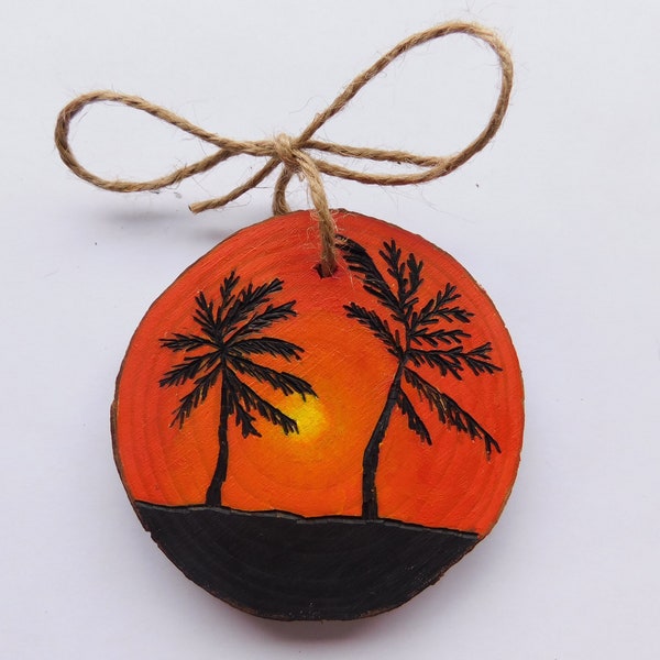 Palm Tree Wood Slice Etsy