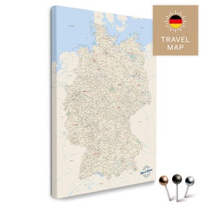 Deutschland-Karte Pinnwand Leinwand "MULTICOLOR CLASSIC" mit Personalisierung | zur Markierung deiner Reiseziele