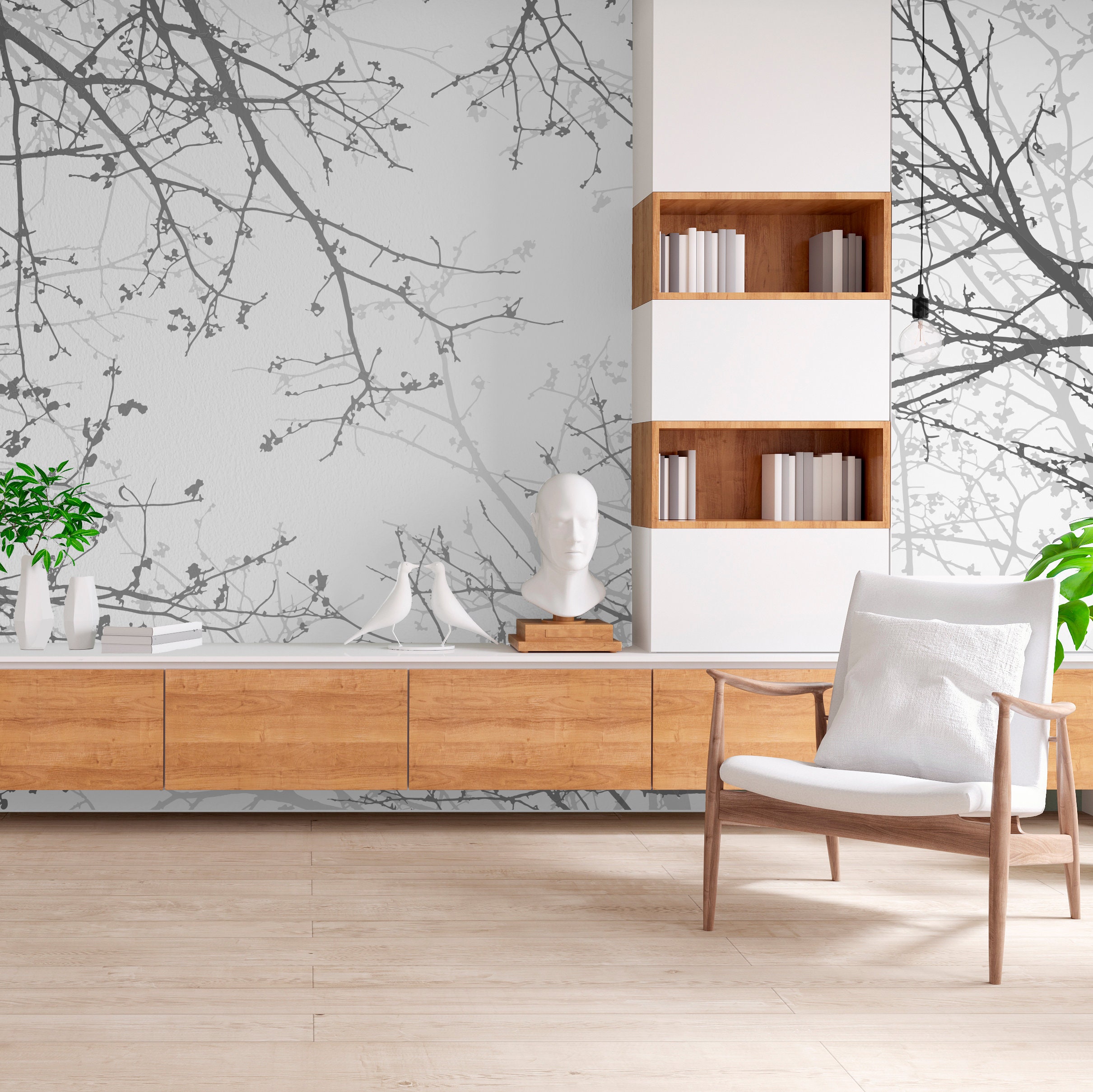 Tree Branch Wall Mural Peel Stick Mural Wallpaper Mural Etsy