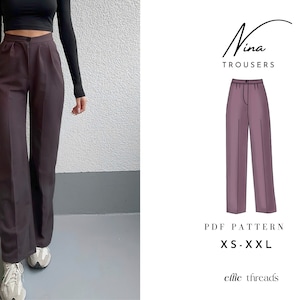 PDF Pattern Newton Wide Pants, Tuxedo Pants, Tailored Pants, Pleated Pants,  High Waisted Pants, Pants Pattern FRENCH VERSION 