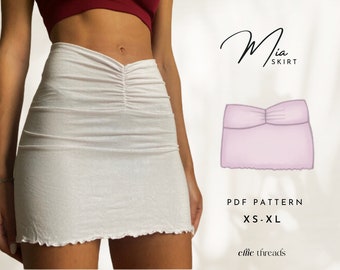 Y2K Ruched Mini Skirt Pattern | XS-XL | Instant Download | Easy Digital PDF | Beginner Friendly