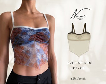 Patrón de costura Crop Top Malla / XS-XL / Descarga instantánea / PDF digital fácil