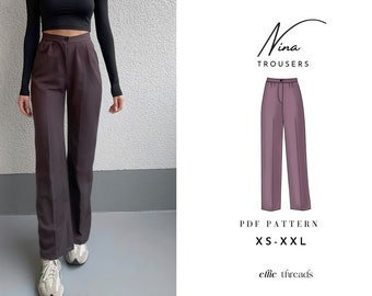 Straight-Leg High-Waisted Trousers Sewing Pattern | XS-XXL | Instant Download | Easy Digital PDF