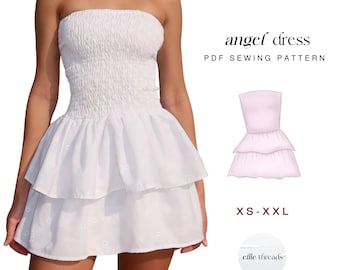 Shirred Ruffle Summer Dress Sewing Pattern: Easy Digital PDF (XS-XXL Instant Download)