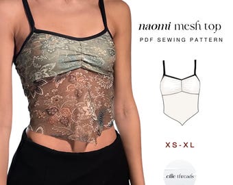 Mesh Crop Top Sewing Pattern | Naomi Top, XS-XL (Digital PDF)