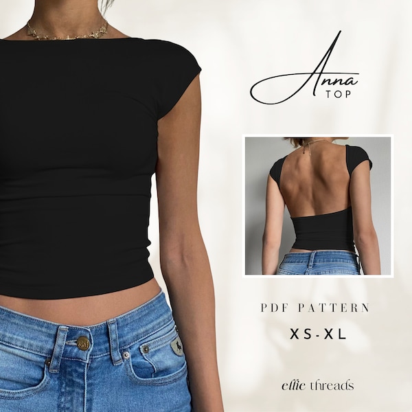 Y2K Backless T-Shirt Pattern | XS-XL | Instant Download | Easy Digital PDF | Beginner Friendly