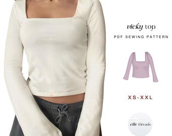 Flared Sleeve Top Sewing Pattern: Beginner Friendly (XS-XXL) (Digital PDF Download