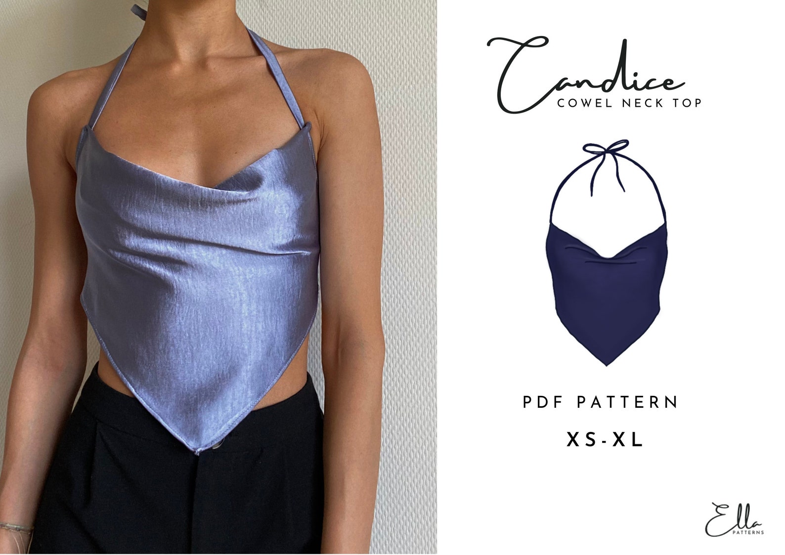 Cowel Neck Top Sewing Pattern XSXL Instant Download Etsy