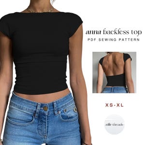 Y2K Backless T-Shirt Pattern | XS-XL | Instant Download | Easy Digital PDF | Sewing Pattern | Beginner Friendly