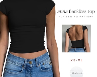 Y2K Backless T-Shirt Pattern | XS-XL | Instant Download | Easy Digital PDF | Sewing Pattern | Beginner Friendly