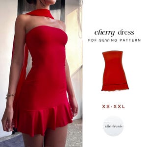 Strapless Ruffled Dress Sewing Pattern: Beginner Friendly (Digital PDF Download, XS-XXL)