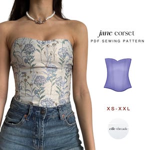 Patron de couture de corset sans bretelles : décolleté en cœur, TP-XXL (téléchargement PDF numérique)